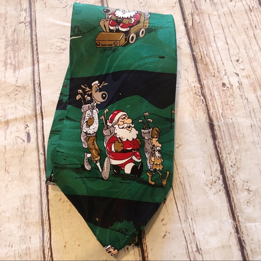 5/$25🔅Jingle Bells Golfing Santa Christmas Tie